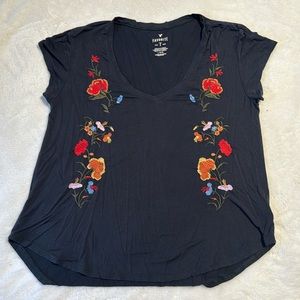 Dark grey floral top